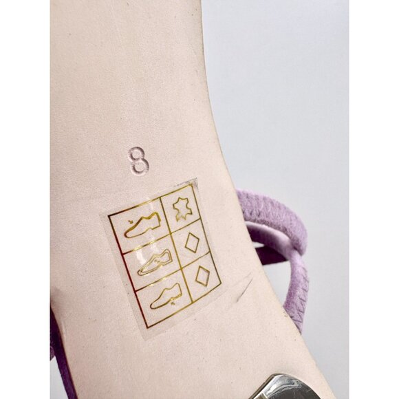JEFFREY CAMPBELL Gema Lilac Metallic Suede Clear Beaded Heel Sandals, Size 8 - Picture 10 of 12